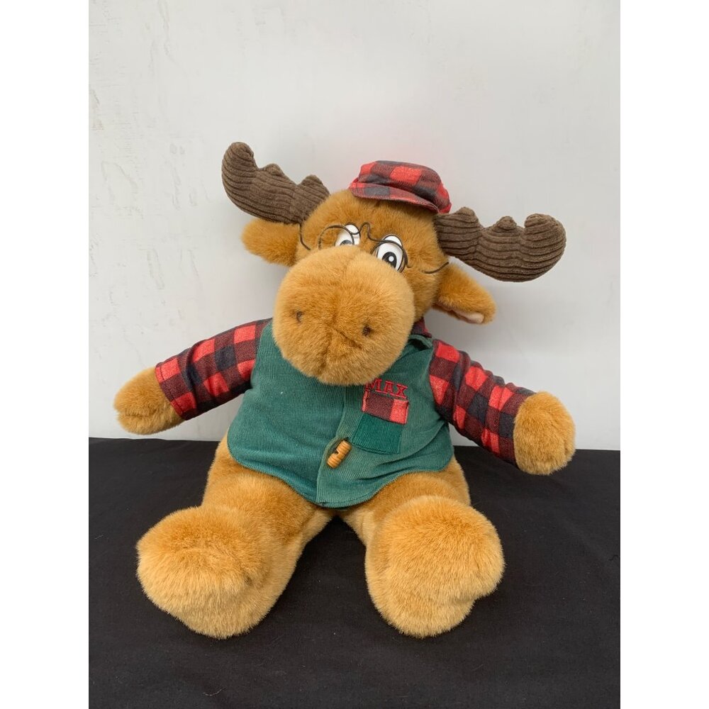 Commonwealth 1991 MAX Green Corduroy Vest Red Plaid Shirt with Glasses Hat 20" T